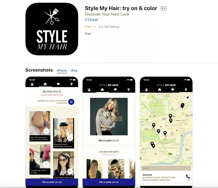 اپلیکیشن انتخاب رنگ مو Style My Hair